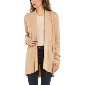 J. McLaughlin Hasley Open-Front Knit Long Sleeve Cardigan Sweater Tan S